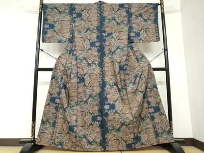 平和屋着物●本場大島紬　7マルキ　草花文　正絹　逸品　未使用　DABC2378ud