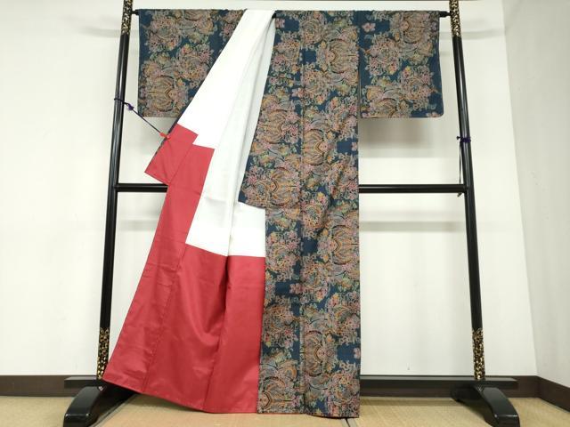 平和屋着物●本場大島紬　7マルキ　草花文　正絹　逸品　未使用　DABC2378ud