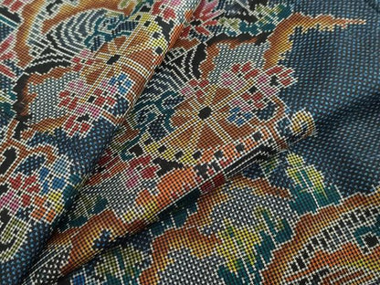 平和屋着物●本場大島紬　7マルキ　草花文　正絹　逸品　未使用　DABC2378ud