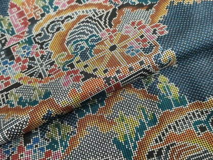 平和屋着物●本場大島紬　7マルキ　草花文　正絹　逸品　未使用　DABC2378ud