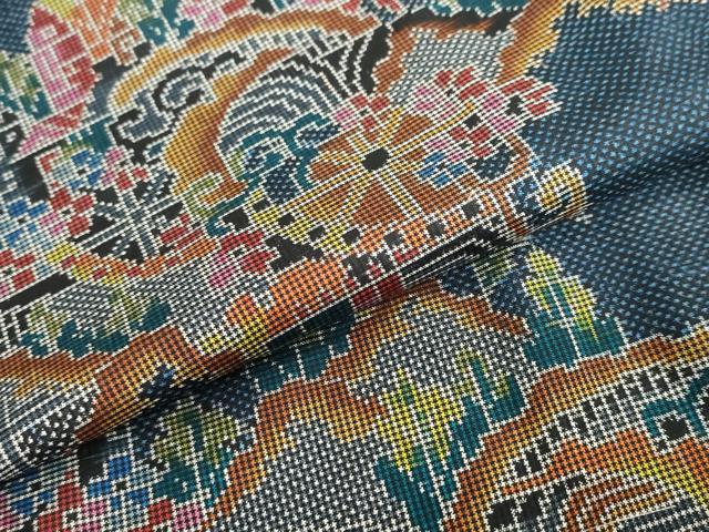 平和屋着物●本場大島紬　7マルキ　草花文　正絹　逸品　未使用　DABC2378ud
