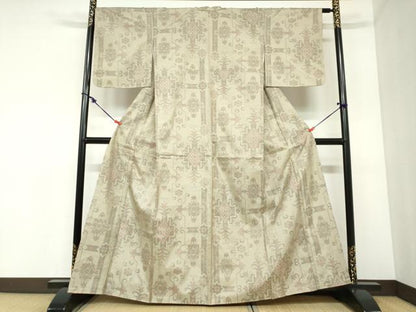 平和屋着物●本場大島紬　7マルキ　洋花文　正絹　逸品　DABC2379ud