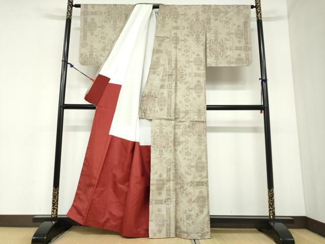 平和屋着物●本場大島紬　7マルキ　洋花文　正絹　逸品　DABC2379ud