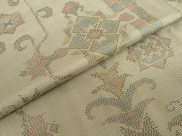 平和屋着物●本場大島紬　7マルキ　洋花文　正絹　逸品　DABC2379ud