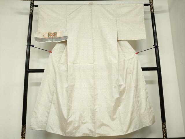 平和屋着物●本場大島紬　白大島　麻の葉文様　証紙付き　正絹　逸品　DABC2380ud