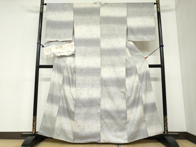 平和屋着物●染織の名門　しょうざん  生紬　氷割れ文　証紙付き　正絹　逸品　DABC2382ud