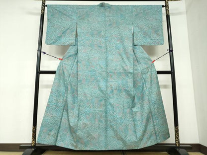 平和屋着物●本場大島紬　7マルキ　流水草花文　正絹　逸品　DABC2385ud