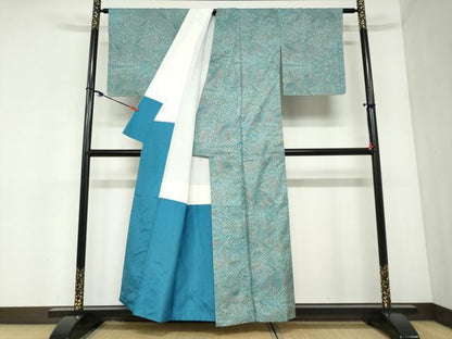 平和屋着物●本場大島紬　7マルキ　流水草花文　正絹　逸品　DABC2385ud