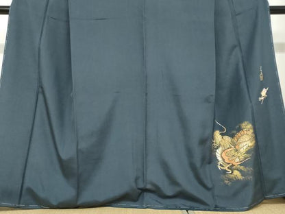 平和屋着物●島田えり茂　色留訪問着　紬地　龍　金彩　正絹　逸品　未使用　DABC2386ud