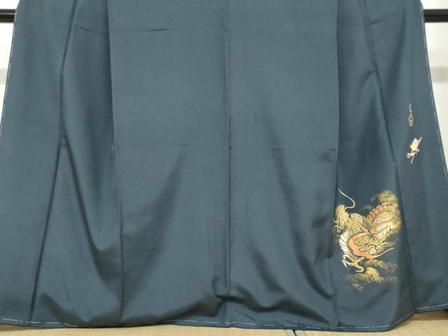 平和屋着物●島田えり茂　色留訪問着　紬地　龍　金彩　正絹　逸品　未使用　DABC2386ud