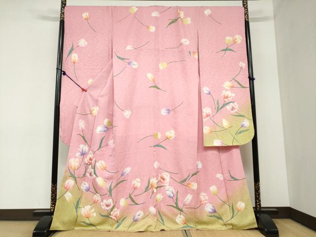 平和屋着物●豪華振袖　草花文　暈し染め　金彩　やまと誂製　正絹　逸品　DABC2387ud