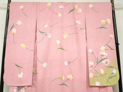 平和屋着物●豪華振袖　草花文　暈し染め　金彩　やまと誂製　正絹　逸品　DABC2387ud