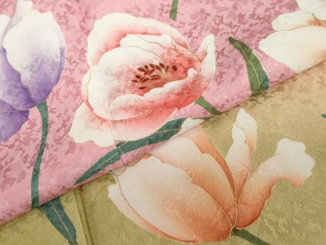 平和屋着物●豪華振袖　草花文　暈し染め　金彩　やまと誂製　正絹　逸品　DABC2387ud