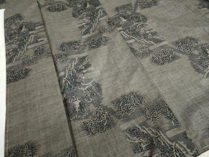 平和屋着物●本場大島紬　9マルキ　風景樹林文　正絹　逸品　DABC2390ud