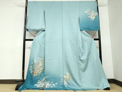 平和屋着物●金彩友禅　卓越技能者・名工・和田光正　訪問着　髙蒔絵　草花文　暈し染め　金銀彩　仮絵羽　正絹　逸品　未使用　DABC2393ud