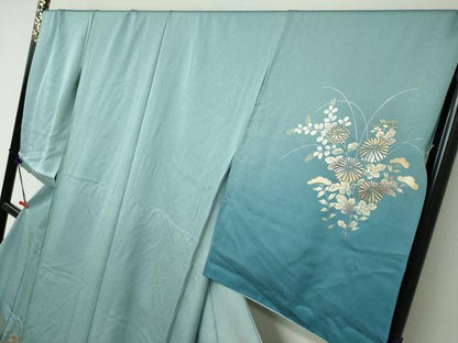 平和屋着物●金彩友禅　卓越技能者・名工・和田光正　訪問着　髙蒔絵　草花文　暈し染め　金銀彩　仮絵羽　正絹　逸品　未使用　DABC2393ud