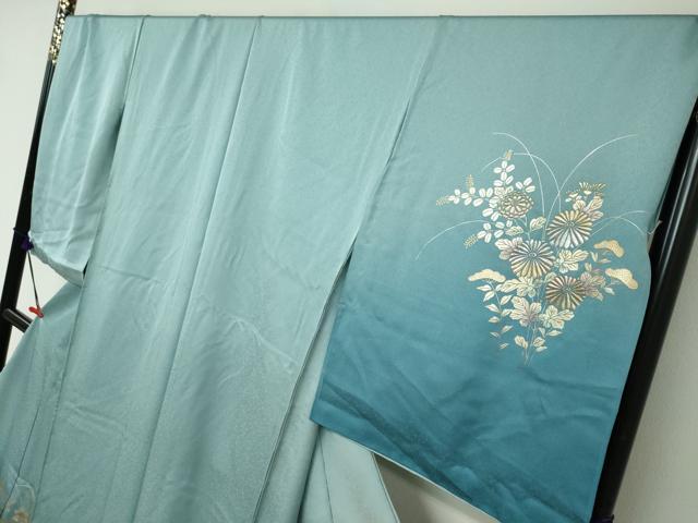 平和屋着物●金彩友禅　卓越技能者・名工・和田光正　訪問着　髙蒔絵　草花文　暈し染め　金銀彩　仮絵羽　正絹　逸品　未使用　DABC2393ud