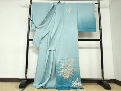 平和屋着物●金彩友禅　卓越技能者・名工・和田光正　訪問着　髙蒔絵　草花文　暈し染め　金銀彩　仮絵羽　正絹　逸品　未使用　DABC2393ud