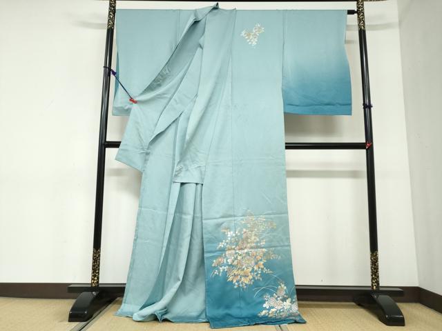 平和屋着物●金彩友禅　卓越技能者・名工・和田光正　訪問着　髙蒔絵　草花文　暈し染め　金銀彩　仮絵羽　正絹　逸品　未使用　DABC2393ud