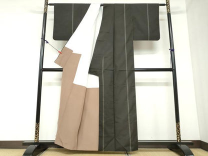 平和屋着物●本場大島紬　7マルキ　間道　正絹　逸品　DABC2396ud