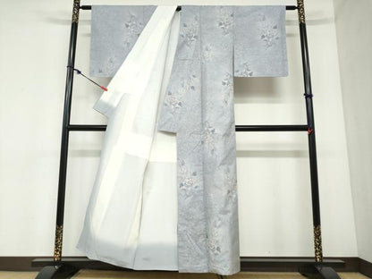 平和屋着物●本場大島紬　白大島　9マルキ　総絣　草花文　正絹　逸品　未使用　DABC2400ud