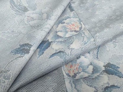 平和屋着物●本場大島紬　白大島　9マルキ　総絣　草花文　正絹　逸品　未使用　DABC2400ud
