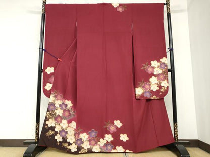 平和屋着物●豪華振袖　舞花文　暈し染め　金彩　正絹　逸品　DABC2404ud
