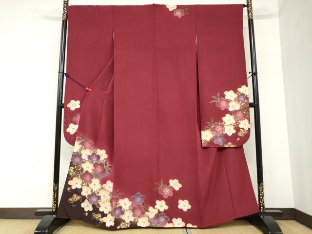 平和屋着物●豪華振袖　舞花文　暈し染め　金彩　正絹　逸品　DABC2404ud