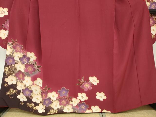 平和屋着物●豪華振袖　舞花文　暈し染め　金彩　正絹　逸品　DABC2404ud