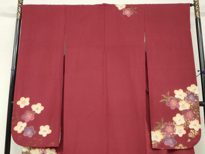 平和屋着物●豪華振袖　舞花文　暈し染め　金彩　正絹　逸品　DABC2404ud