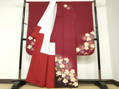 平和屋着物●豪華振袖　舞花文　暈し染め　金彩　正絹　逸品　DABC2404ud
