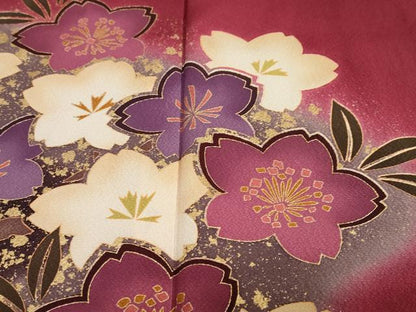 平和屋着物●豪華振袖　舞花文　暈し染め　金彩　正絹　逸品　DABC2404ud