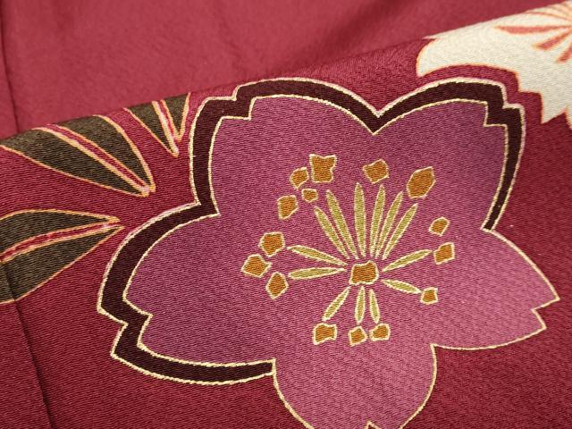 平和屋着物●豪華振袖　舞花文　暈し染め　金彩　正絹　逸品　DABC2404ud