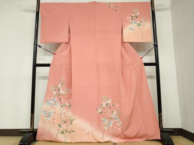 平和屋着物●訪問着　友禅　作家物　枝花文　暈し染め　正絹　逸品　DABC2405ud