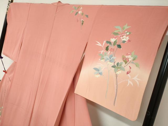 平和屋着物●訪問着　友禅　作家物　枝花文　暈し染め　正絹　逸品　DABC2405ud