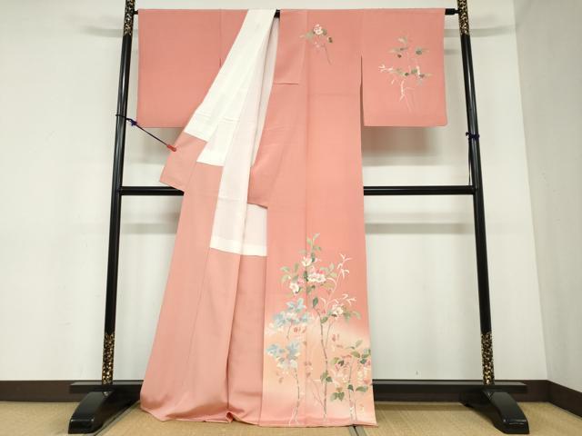 平和屋着物●訪問着　友禅　作家物　枝花文　暈し染め　正絹　逸品　DABC2405ud