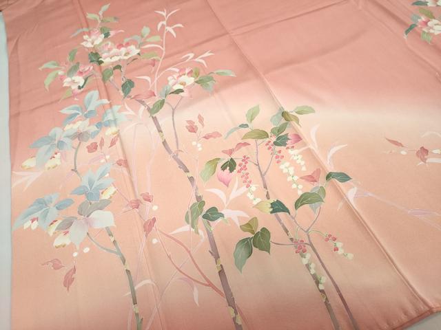 平和屋着物●訪問着　友禅　作家物　枝花文　暈し染め　正絹　逸品　DABC2405ud