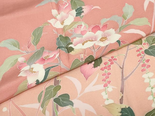 平和屋着物●訪問着　友禅　作家物　枝花文　暈し染め　正絹　逸品　DABC2405ud