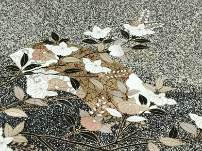 平和屋着物●訪問着　地紙草花文　たたき染め　金彩　正絹　逸品　DABC2406ud