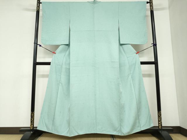 平和屋着物●上質な色無地　更紗花唐草地紋　青磁色　正絹　逸品　未使用　DABC2408ud