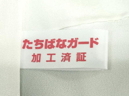 平和屋着物●上質な色無地　更紗花唐草地紋　青磁色　正絹　逸品　未使用　DABC2408ud