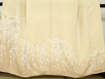 平和屋着物●訪問着　駒刺繍　枝垂れ草花文　暈し染め　金彩　正絹　逸品　DABC2410ud