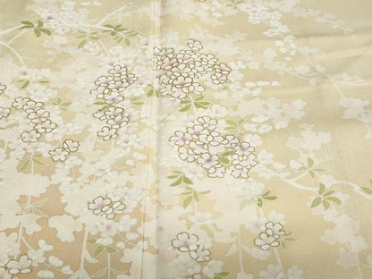 平和屋着物●訪問着　駒刺繍　枝垂れ草花文　暈し染め　金彩　正絹　逸品　DABC2410ud