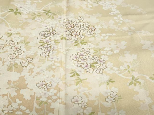 平和屋着物●訪問着　駒刺繍　枝垂れ草花文　暈し染め　金彩　正絹　逸品　DABC2410ud