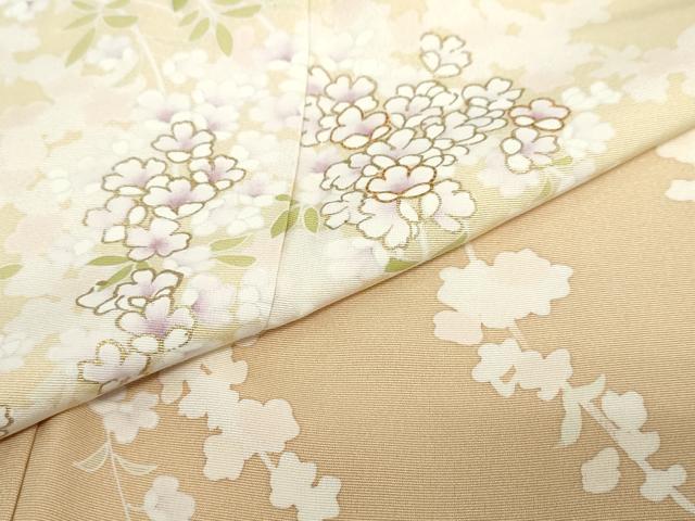 平和屋着物●訪問着　駒刺繍　枝垂れ草花文　暈し染め　金彩　正絹　逸品　DABC2410ud