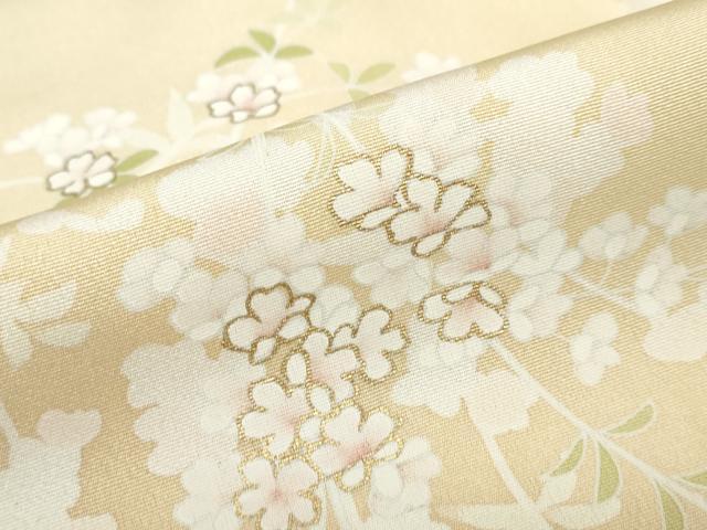 平和屋着物●訪問着　駒刺繍　枝垂れ草花文　暈し染め　金彩　正絹　逸品　DABC2410ud