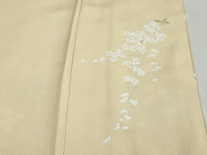 平和屋着物●訪問着　駒刺繍　枝垂れ草花文　暈し染め　金彩　正絹　逸品　DABC2410ud