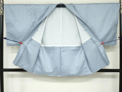 平和屋着物●男性　色紋付　羽織セット　菱地紋　秘色色　洗える着物　DABC2411ud