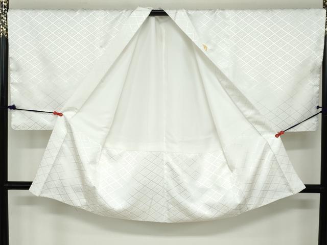 平和屋着物●男性　色紋付　長羽織セット　菱地紋　白色　キングサイズ　洗える着物　DABC2412ud