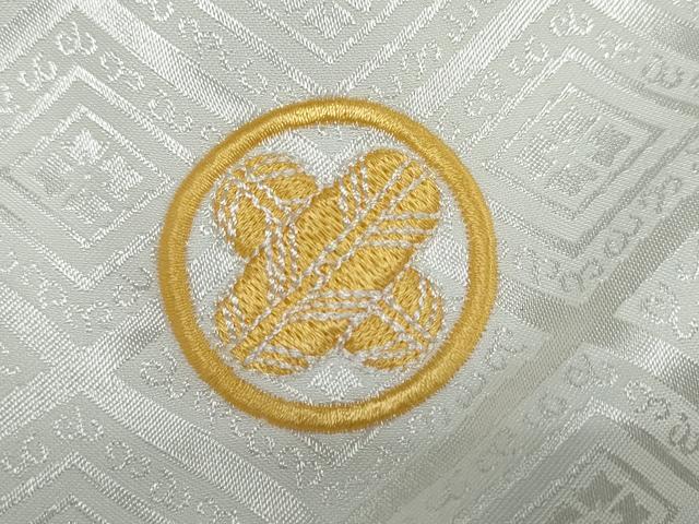 平和屋着物●男性　色紋付　長羽織セット　菱地紋　白色　キングサイズ　洗える着物　DABC2412ud